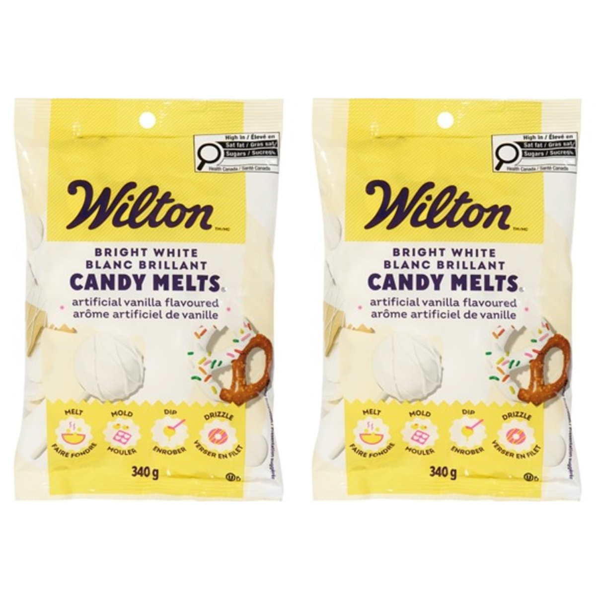 2-Pack | Wilton Candy Melts Bright White | Vanilla Flavoured Wafers | Easy-Melt for Baking & Decorating | 2 x 12 oz (340 g)