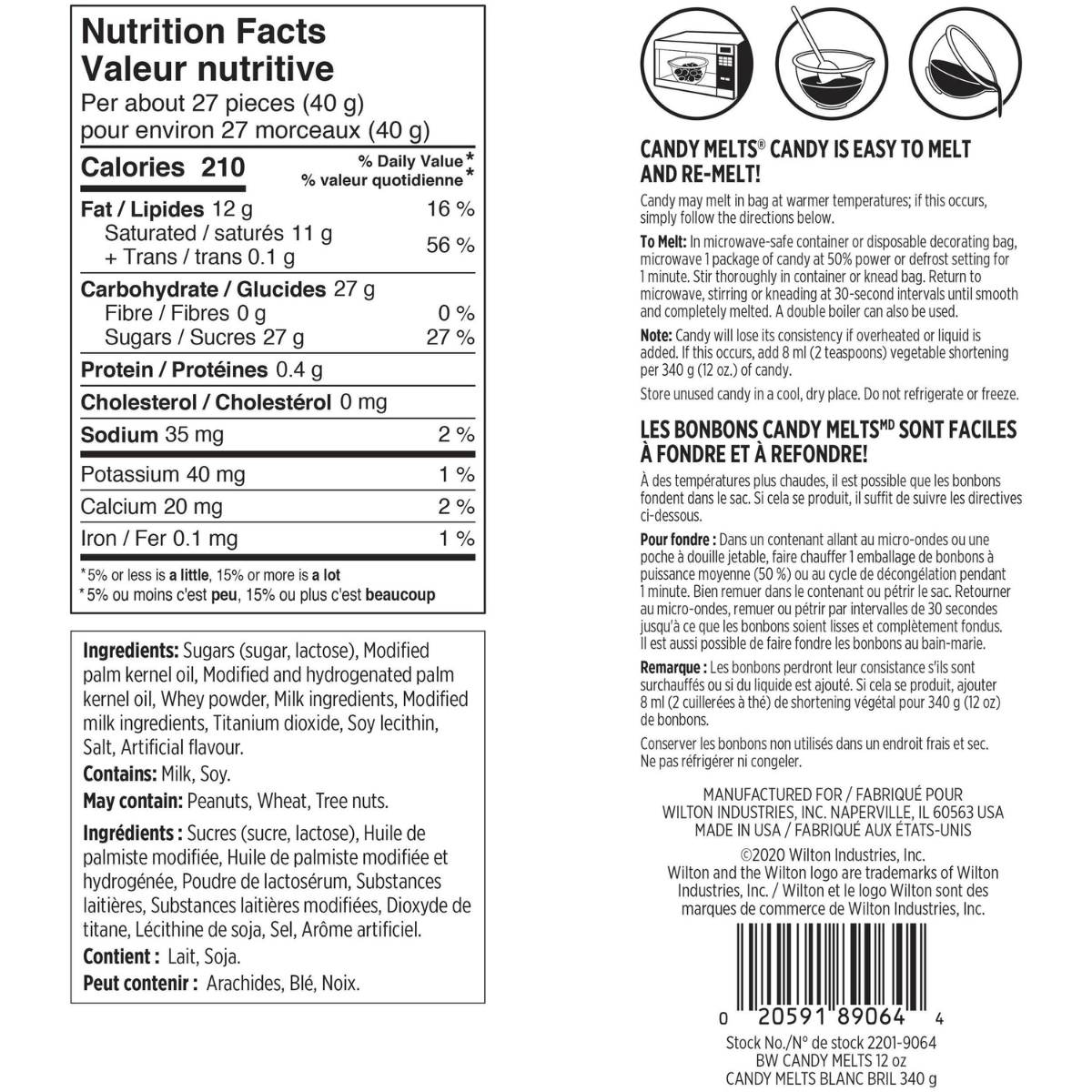 2-Pack | Wilton Candy Melts Bright White | Vanilla Flavoured Wafers | Easy-Melt for Baking & Decorating | 2 x 12 oz (340 g)