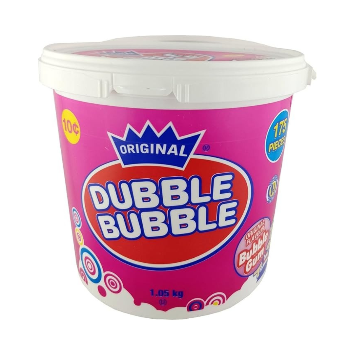 Dubble Bubble Classic 175 Count Bubble Gum Tub - 1.05kg