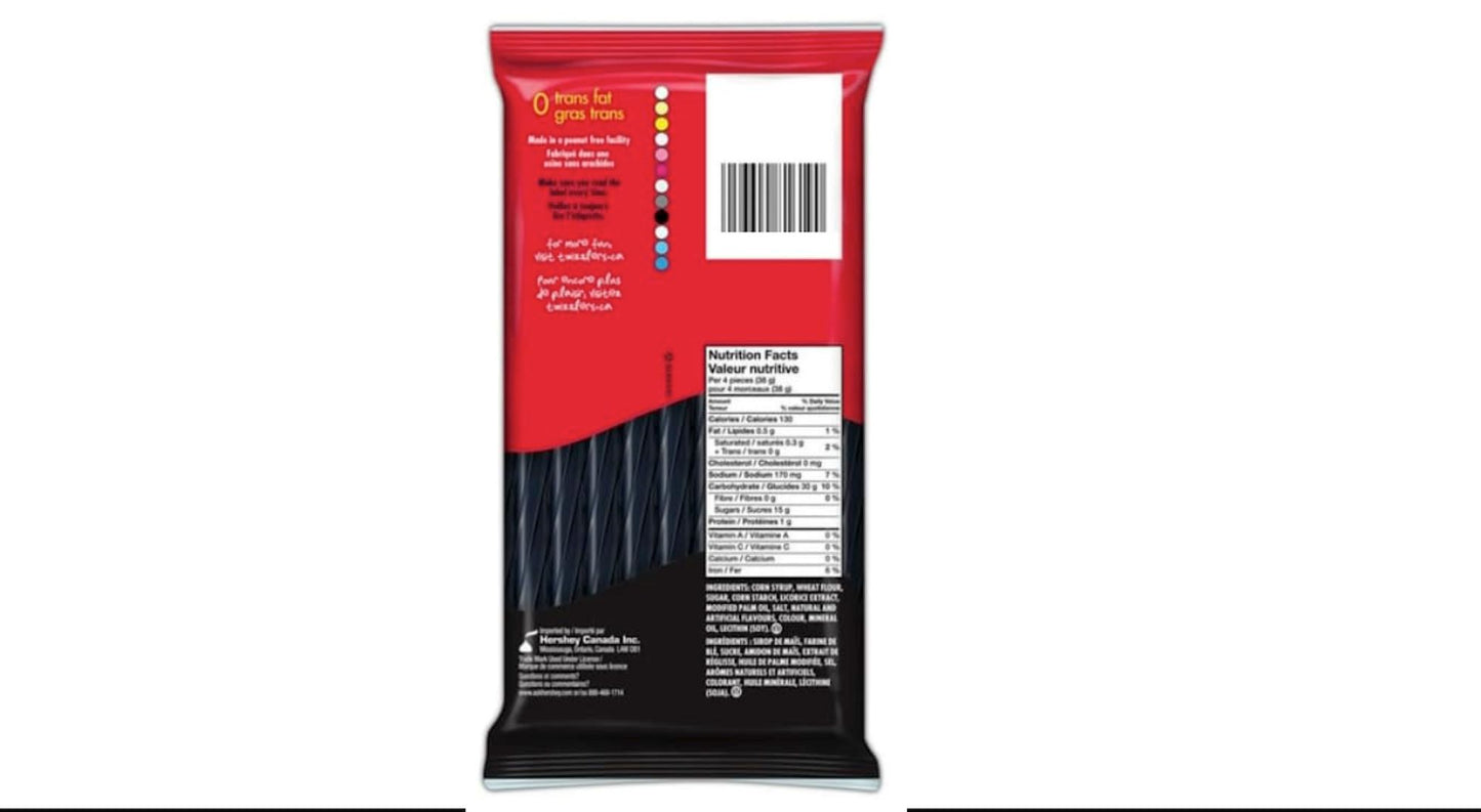 2 Packs | Twizzlers Black Licorice Twists | Soft Chewy Candy | 375g x 2