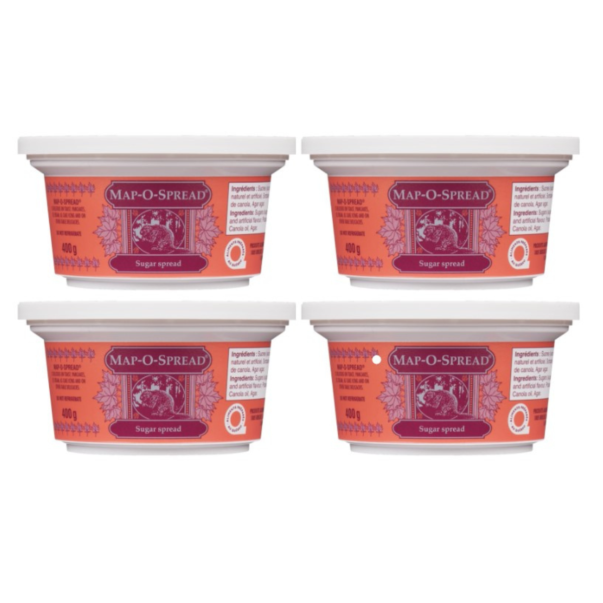 4-Pack | Map-O-Spread Sugar Butter Spread | Maple Flavored | 400 g Each