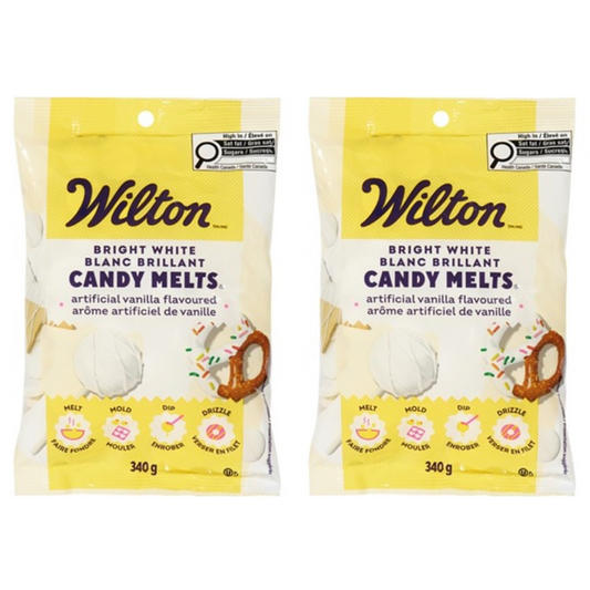 2-Pack | Wilton Candy Melts Bright White | Vanilla Flavoured Wafers | Easy-Melt for Baking & Decorating | 2 x 12 oz (340 g)