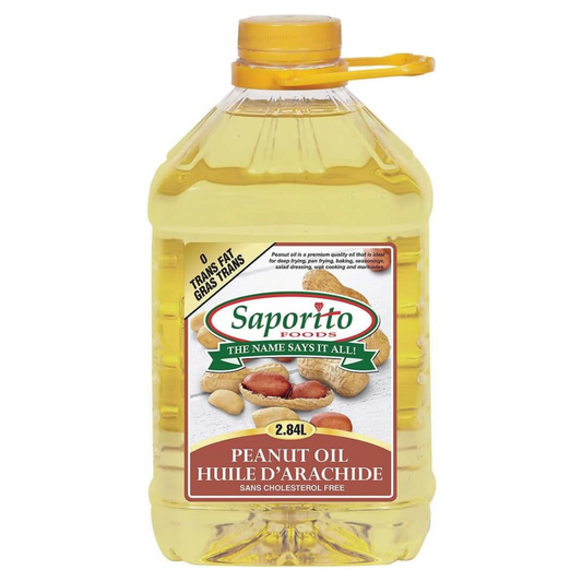 Saporito Foods Peanut Oil | Zero Trans Fat | Perfect for Frying, Cooking, Baking | 2.84 Liters