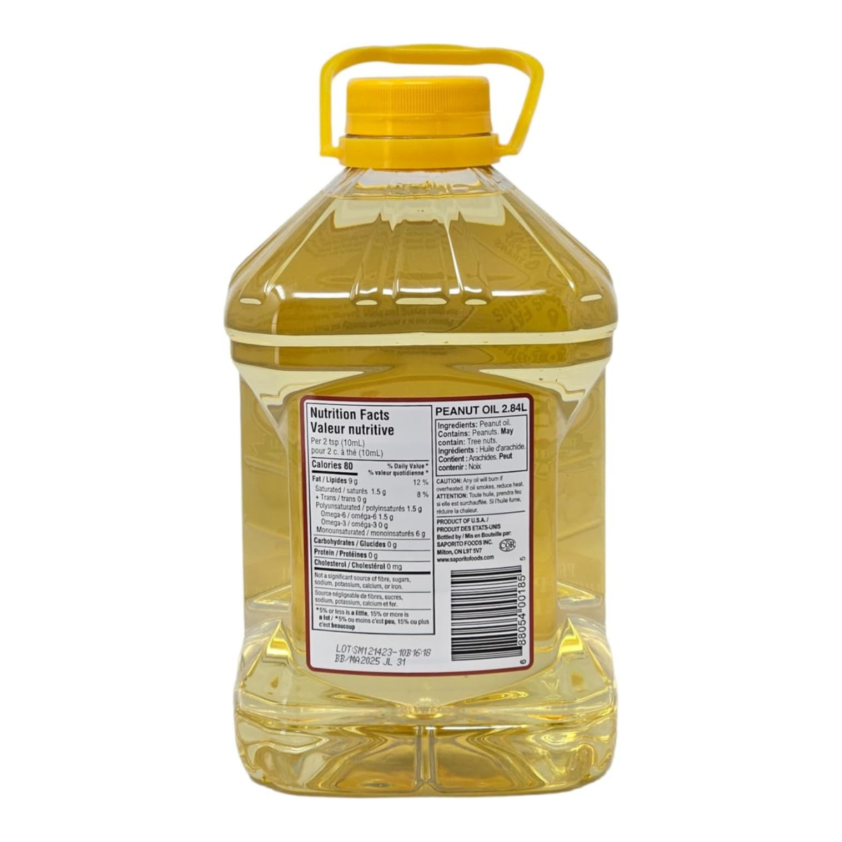 Saporito Foods Peanut Oil | Zero Trans Fat | Perfect for Frying, Cooking, Baking | 2.84 Liters