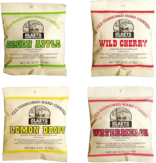 4 Bags | Claeys Old Fashioned Hard Candy Variety Pack | Gluten Free | 6 oz