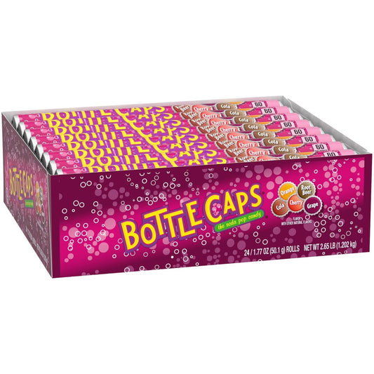 24 Tubes | Wonka Bottle Caps Candy | Soda Flavours | 50.1 g  x 24