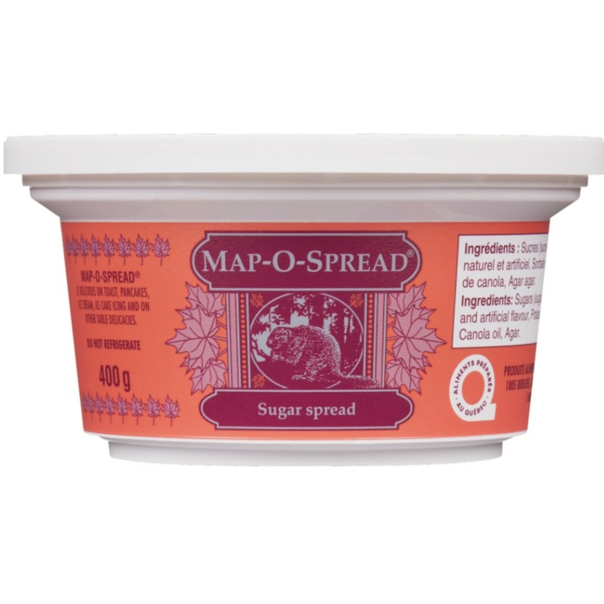 4-Pack | Map-O-Spread Sugar Butter Spread | Maple Flavored | 400 g Each